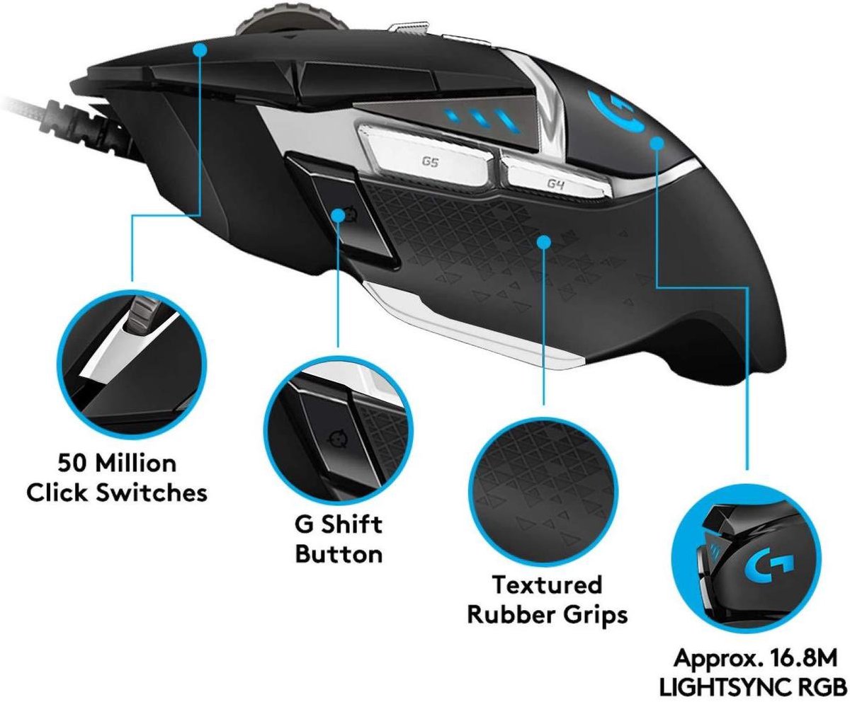 Logitech G502 Se Hero Gaming Mouse Blk - Wht Ewr2 - afbeelding 2