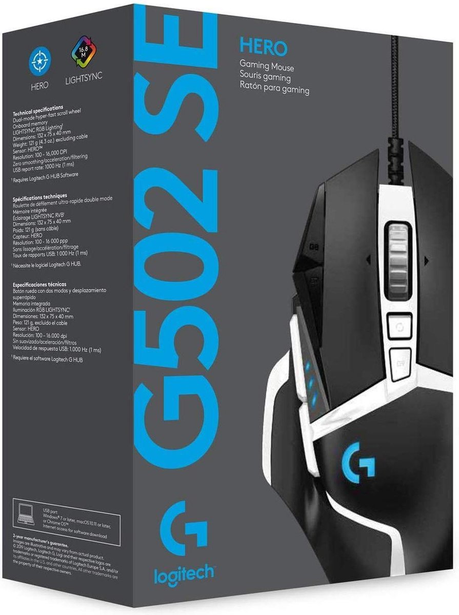 Logitech G502 Se Hero Gaming Mouse Blk - Wht Ewr2 - afbeelding 3