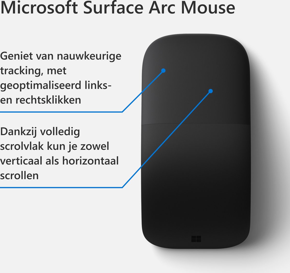 Microsoft Surface Arc Draadloze Bluetooth Muis – Zwart - afbeelding 2
