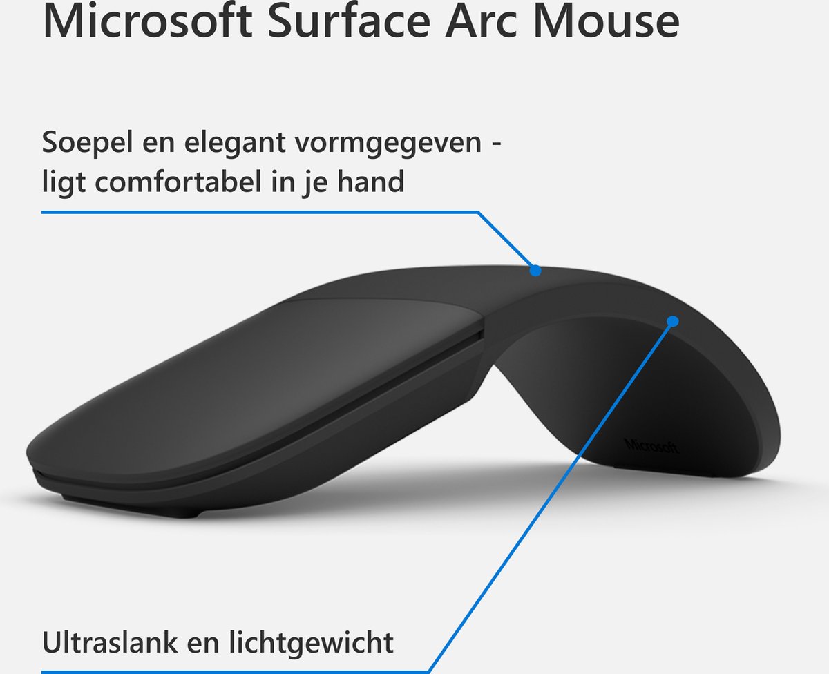 Microsoft Surface Arc Draadloze Bluetooth Muis – Zwart - afbeelding 3