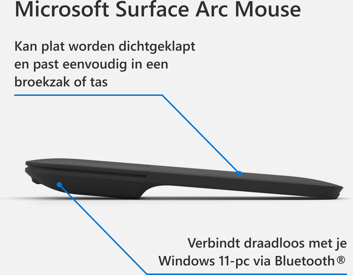 Microsoft Surface Arc Draadloze Bluetooth Muis – Zwart - afbeelding 4