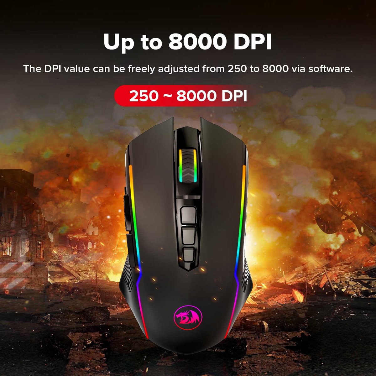 Ranger Lite M910-KS Wireless/Wired RGB Gaming Mouse 8000 DPI - afbeelding 3
