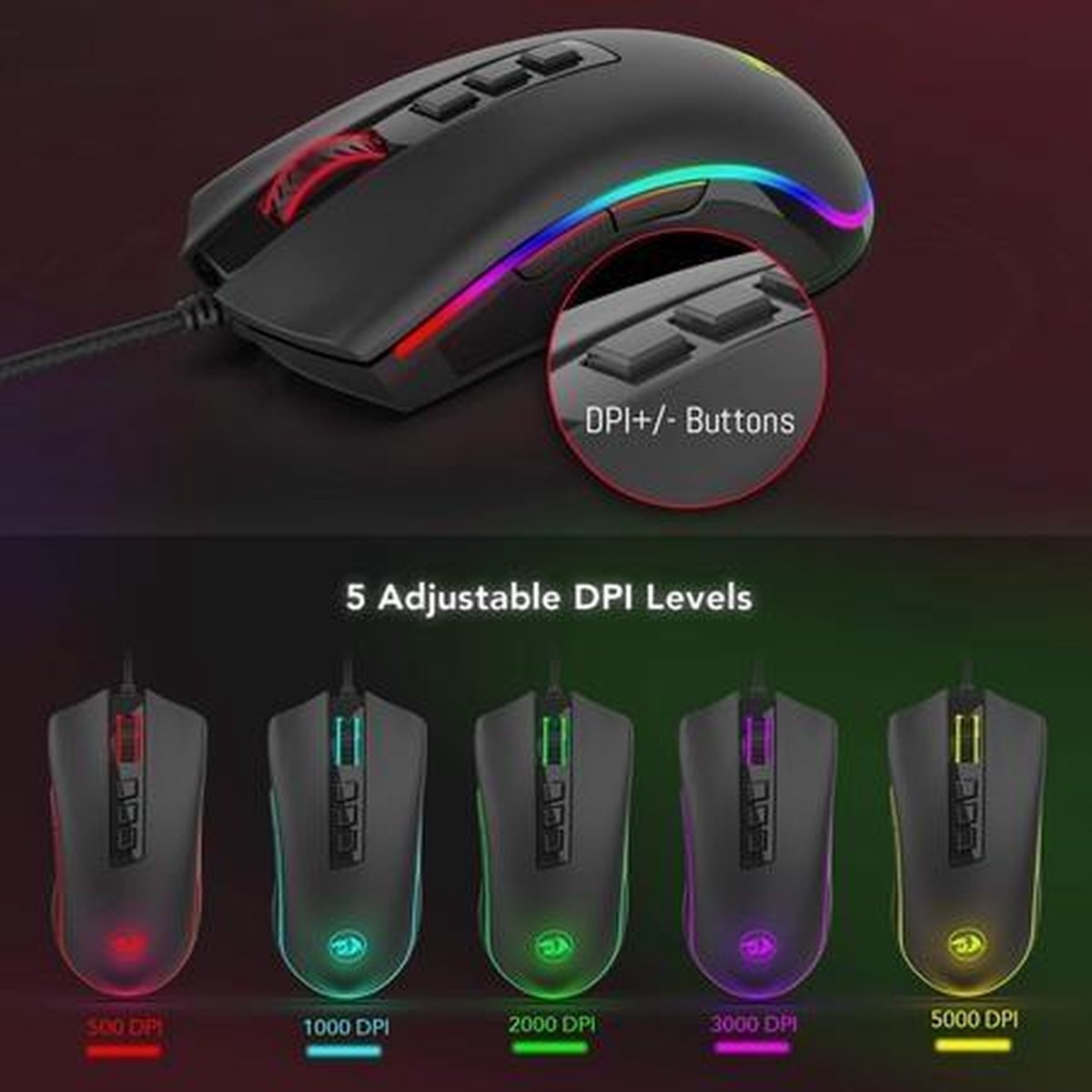 Redragon Gaming Mouse Z Rgb Cobra - afbeelding 5