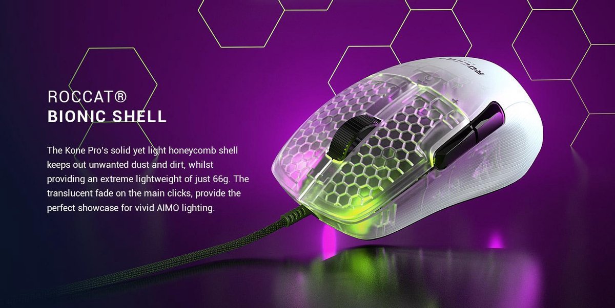 Roccat Kone Pro Gaming Muis - Bedraad - Wit - afbeelding 4
