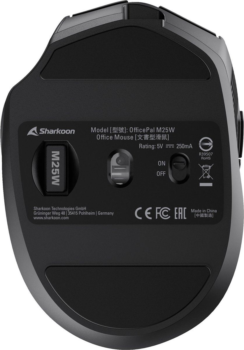 Sharkoon Officepal M25W Muis Gamen Rechtshandig Rf Wireless + Usb Type-C - afbeelding 5