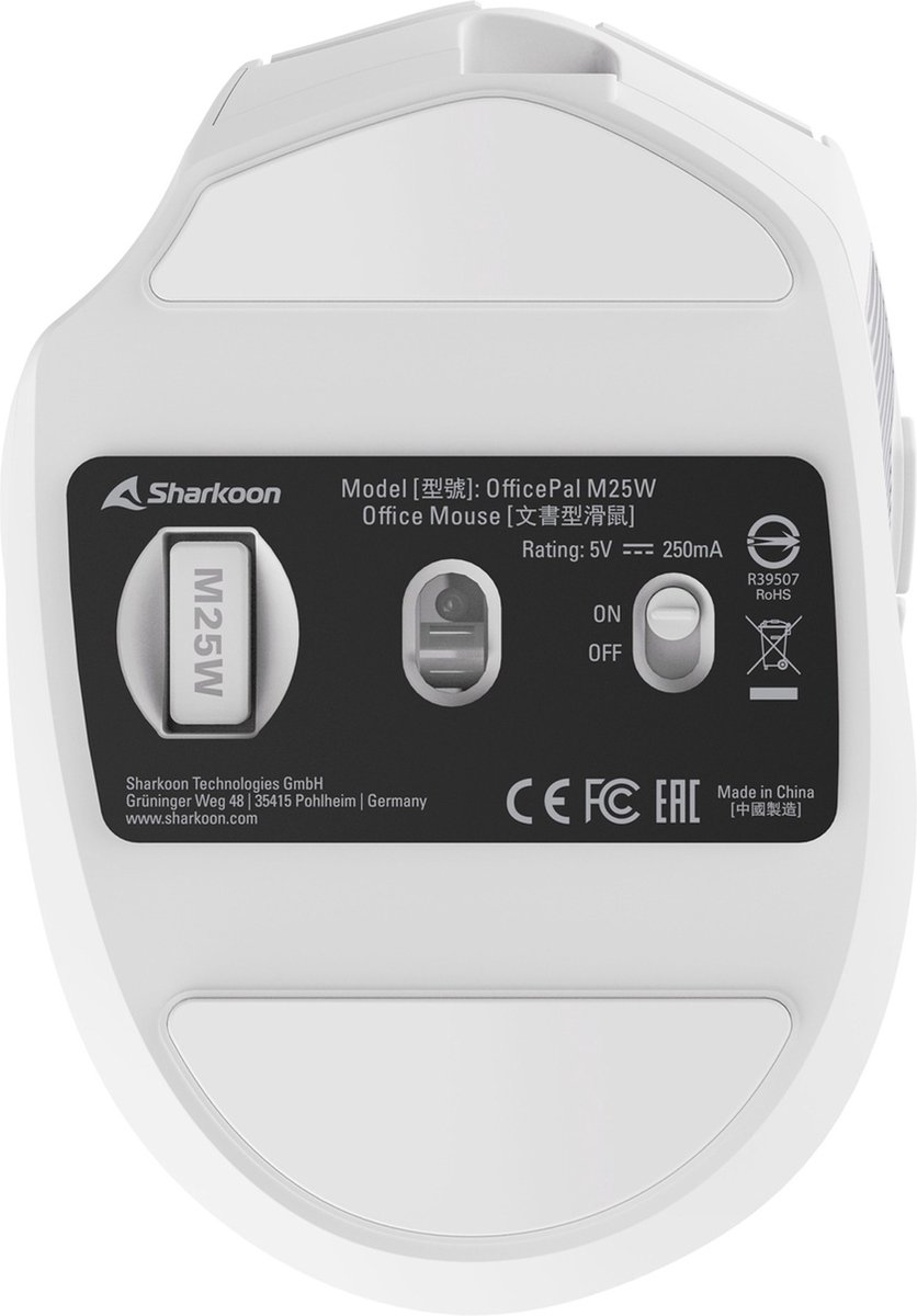 Sharkoon Officepal M25W Muis Gamen Rechtshandig Rf Wireless + Usb Type-C - afbeelding 5
