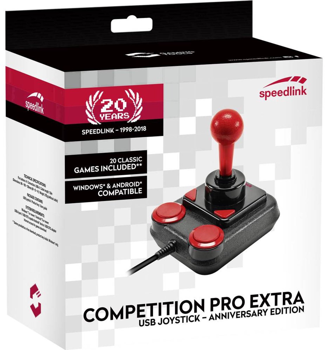 Competition Pro Extra USB Joystick - Anniversary Edition, Zwart/Rood - afbeelding 3