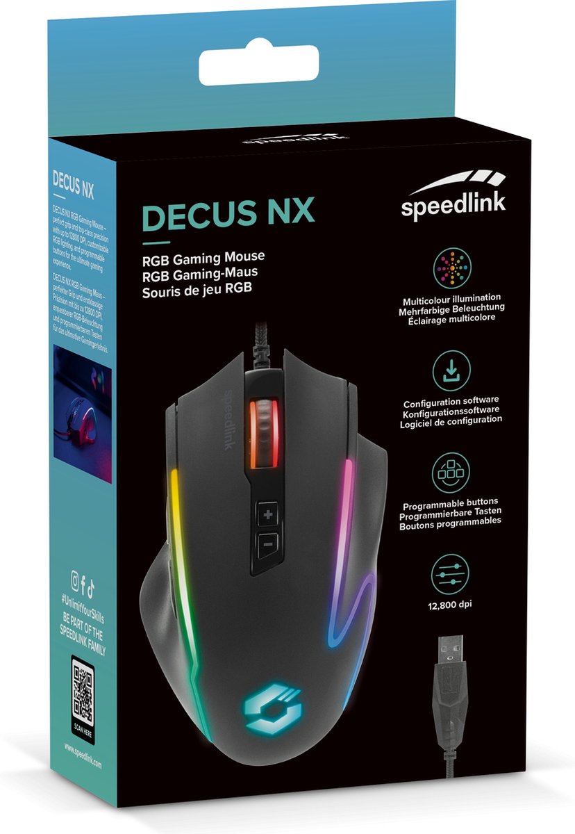 DECUS NX RGB Gaming Muis, 12.800 DPI, 1000Hz, Zwart - afbeelding 7