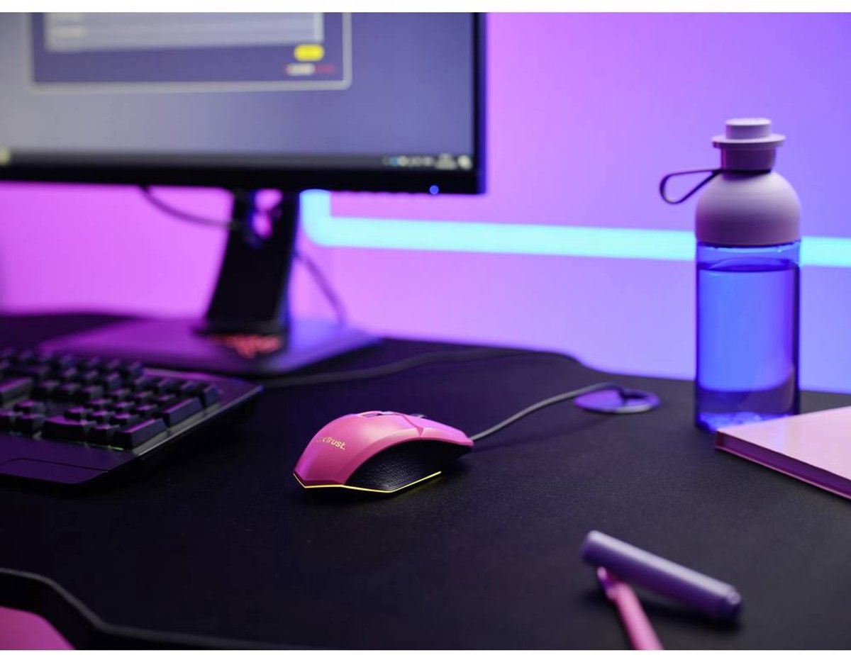 Trust Gxt 109P Felox - Bedrade Gaming Muis - 6400 Dpi - Verlichting - Roze - afbeelding 10