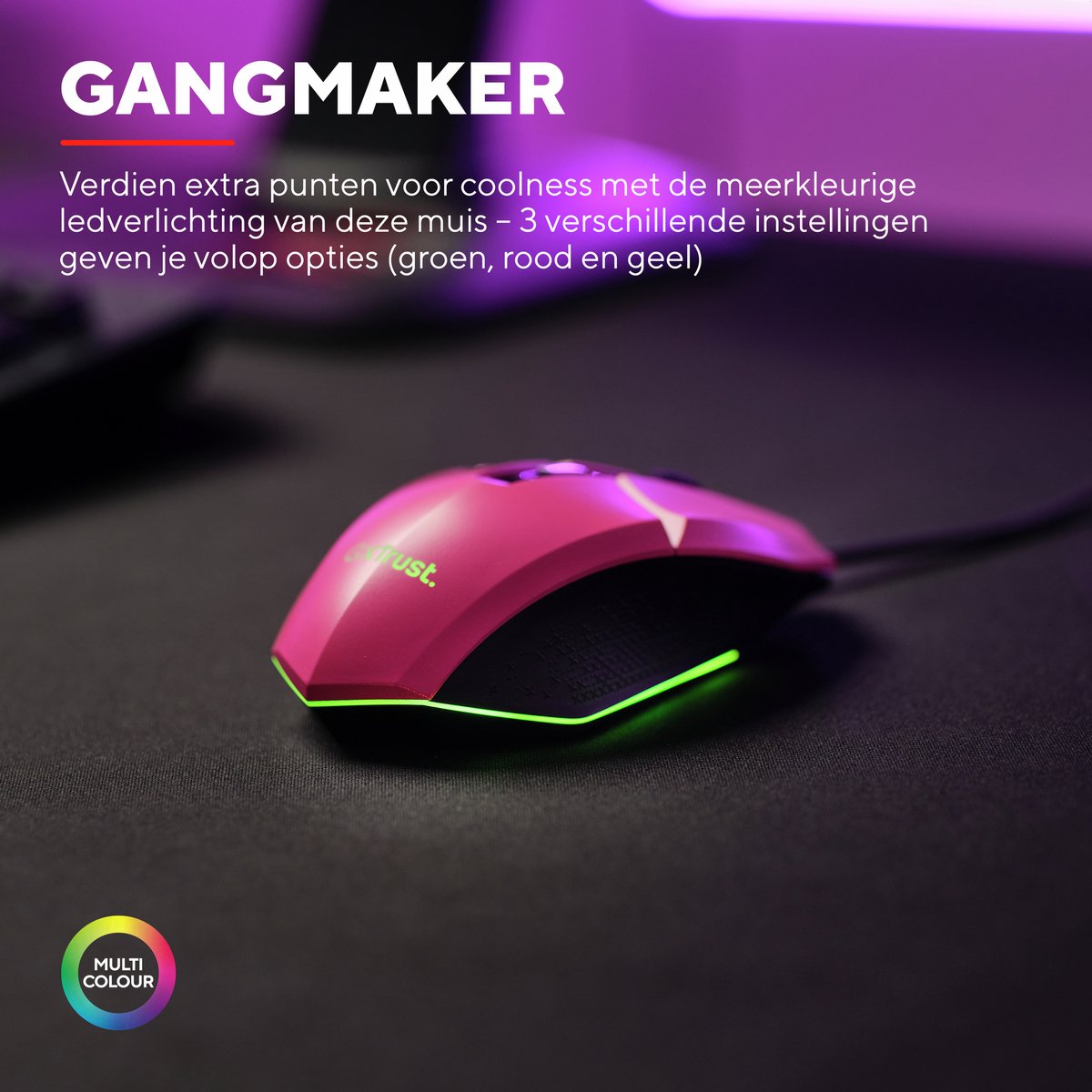 Trust Gxt 109P Felox - Bedrade Gaming Muis - 6400 Dpi - Verlichting - Roze - afbeelding 2