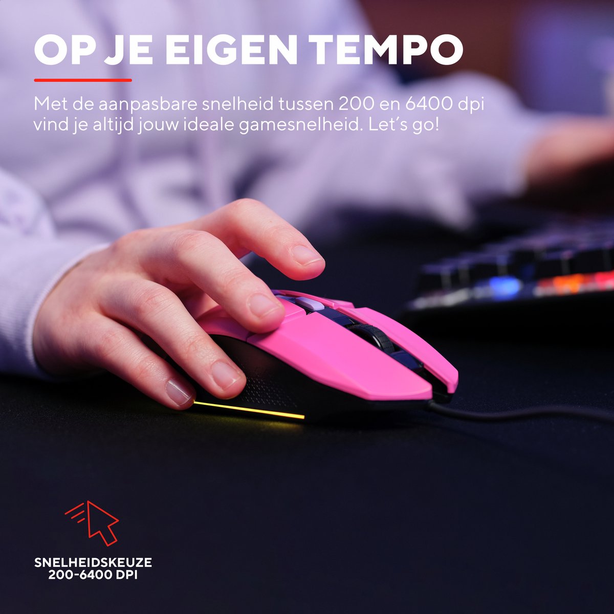 Trust Gxt 109P Felox - Bedrade Gaming Muis - 6400 Dpi - Verlichting - Roze - afbeelding 3