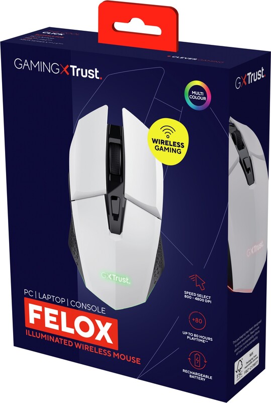 Trust gxt 110 felox draadloze muis m 5 orig - Trust GXT 110W Felox Wireless Gaming Muis - White