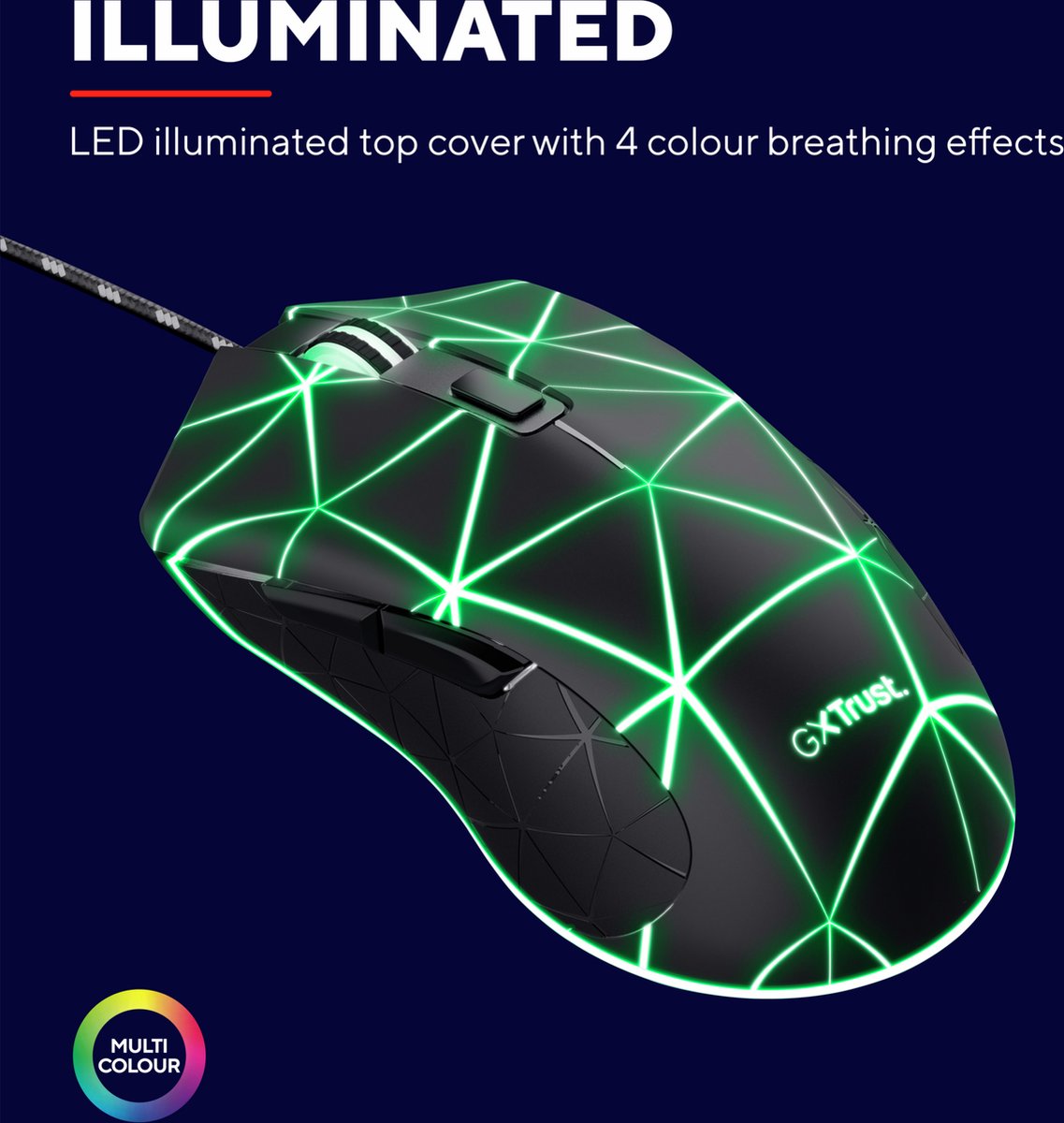 Trust Gxt 133 Locx - Bedrade Gaming Muis - Verlichting - 3200 Dpi - Zwart - afbeelding 3