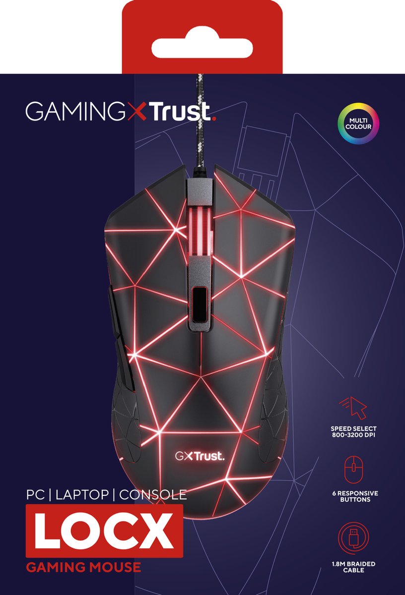 Trust Gxt 133 Locx - Bedrade Gaming Muis - Verlichting - 3200 Dpi - Zwart - afbeelding 7
