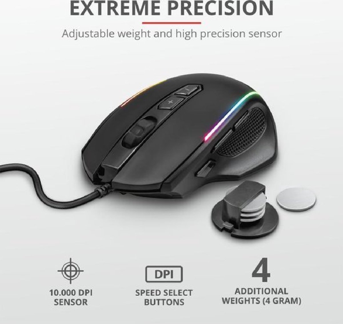 Trust Gxt 165 Celox - Rgb Gaming Muis - 10.000 Dpi - Zwart - afbeelding 4