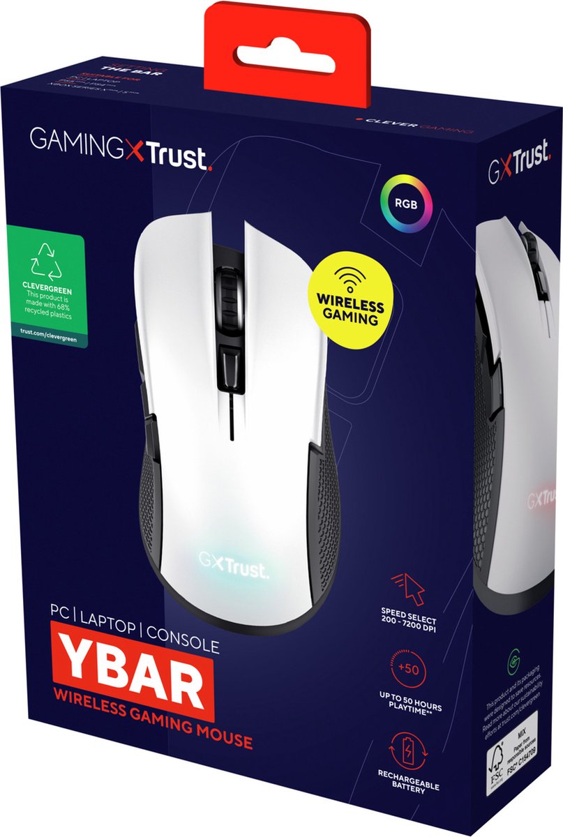 Trust Gxt 923 Ybar - Draadloze Gaming Muis - Rgb Verlichting - Oplaadbaar - - afbeelding 9