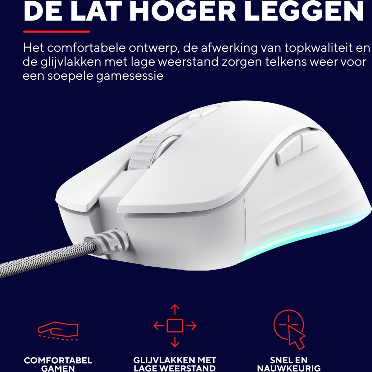 Trust Gxt 924W Ybar+ - Pro Gaming Muis - Rgb Verlichting - 25600 Dpi - Wit - afbeelding 4