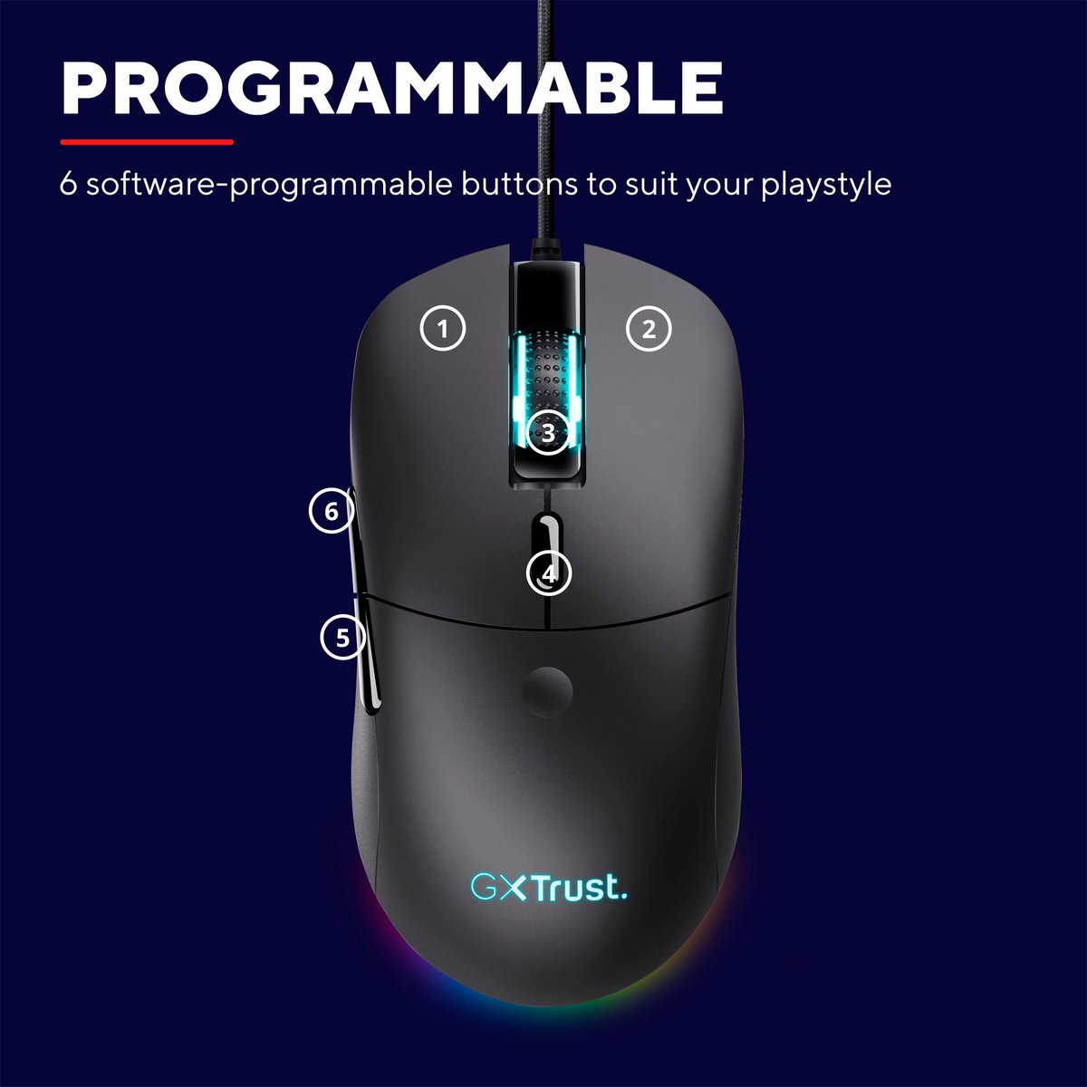 Trust Gxt 981 Redex - Bedrade Gaming Muis - Rgb-Verlichting - Zwart - afbeelding 3