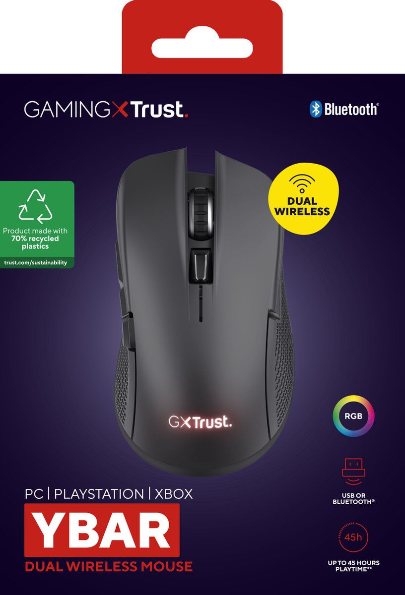 Trust Gxt931 Ybar - Draadloze Gaming Muis - Multi Connect - Bluetooth & Usb - - afbeelding 10