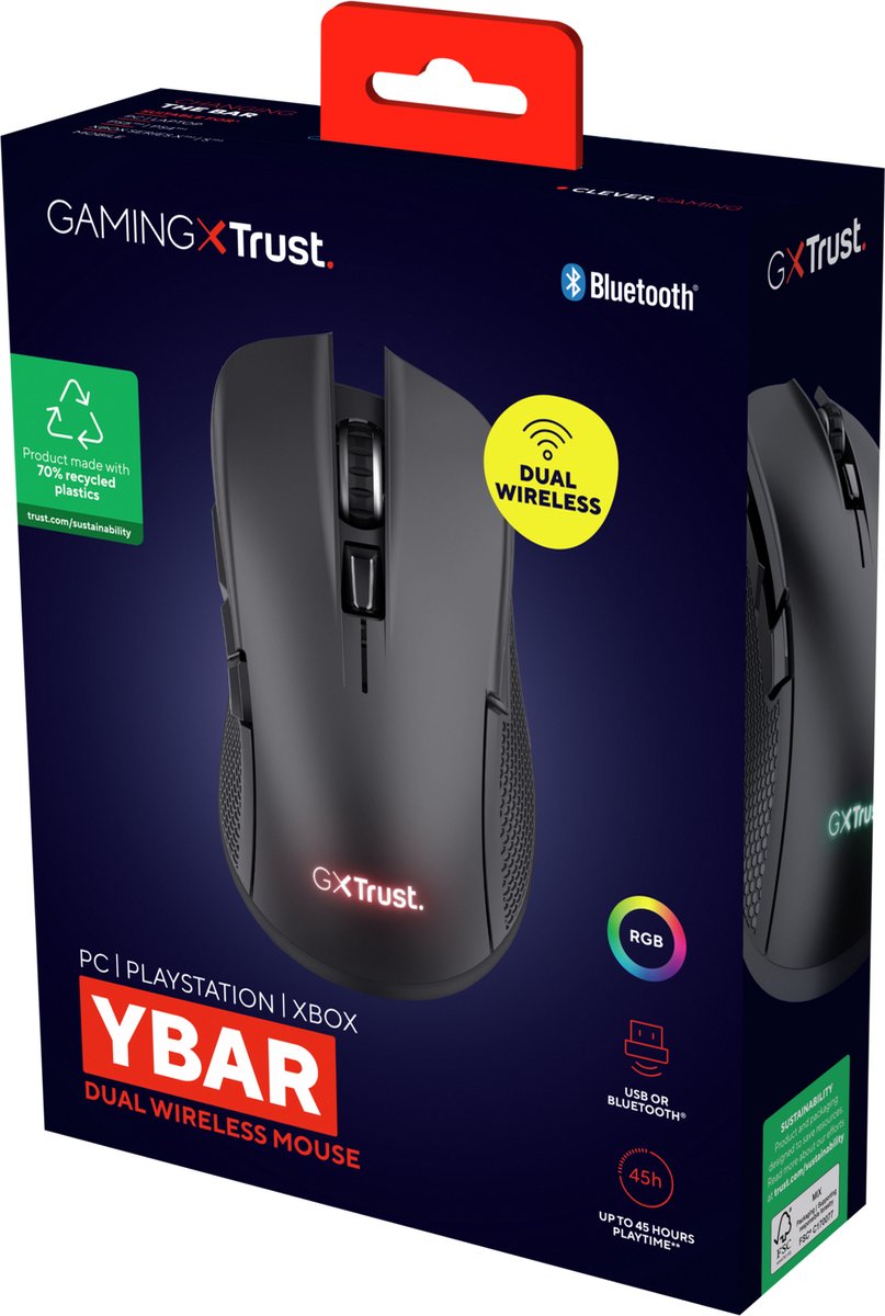 Trust Gxt931 Ybar - Draadloze Gaming Muis - Multi Connect - Bluetooth & Usb - - afbeelding 6