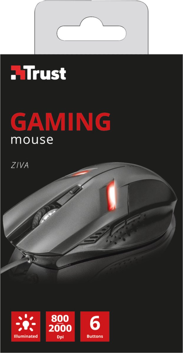 Trust Ziva Gaming Mouse Muis Gamen Rechtshandig Usb Type-A 2000 Dpi - afbeelding 5
