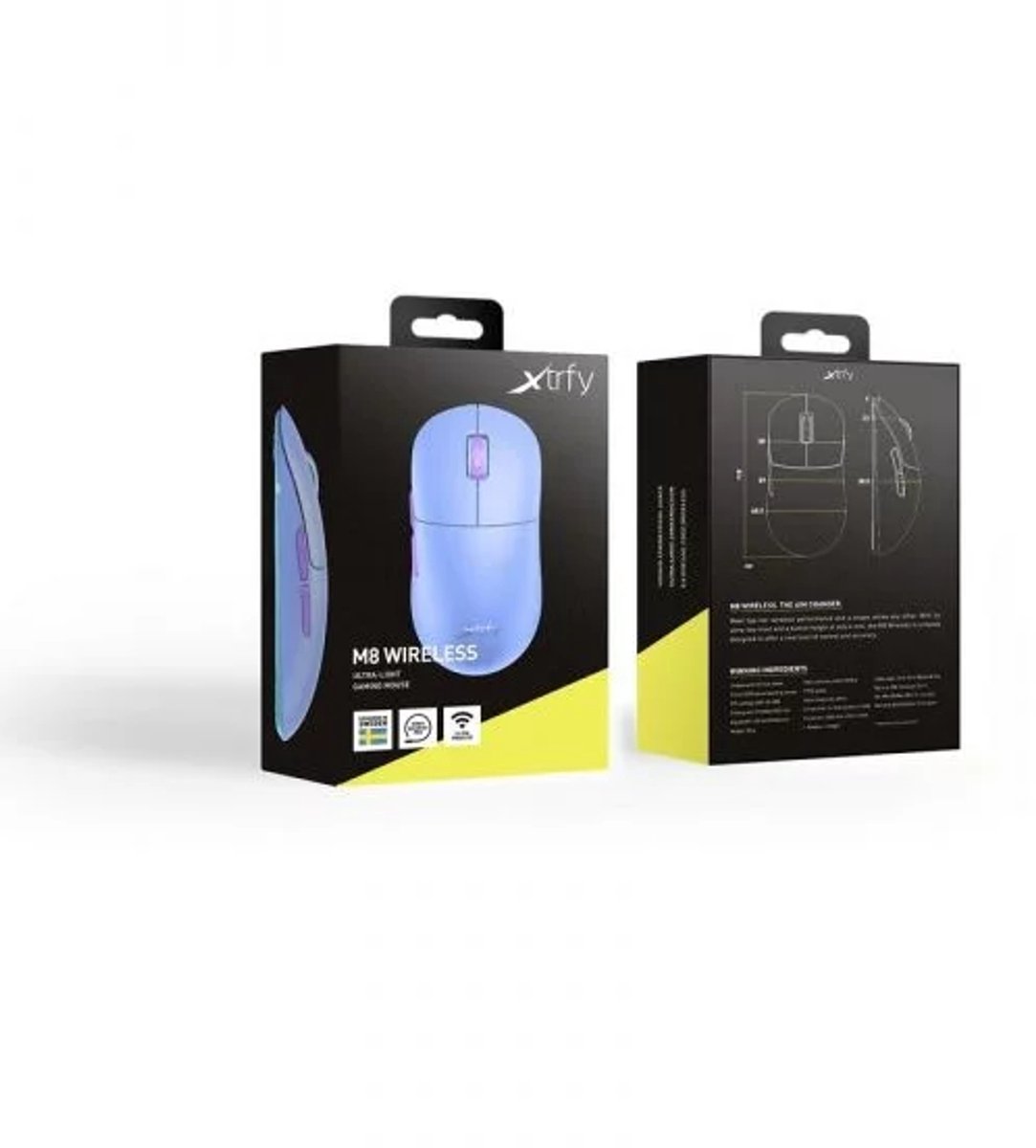 M8 Wireless Ultra-Light Gaming Muis Frosty Purple met Pixart 3395 Sensor en 26.000 DPI - afbeelding 6