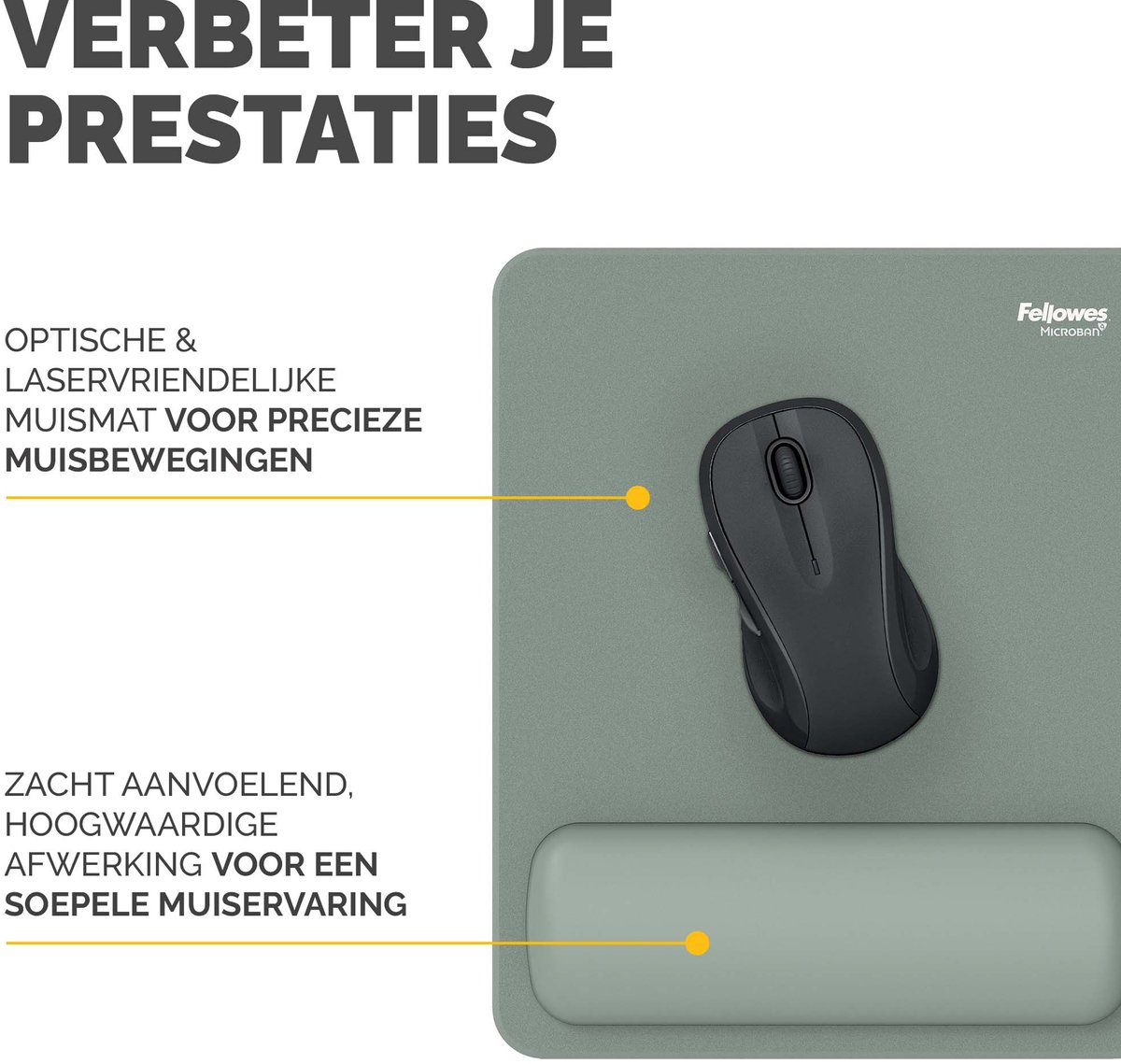 Fellowes breyta ergonomische muismat me 3 orig - Fellowes Breyta Ergonomische 21x28 cm Muismat (groen)
