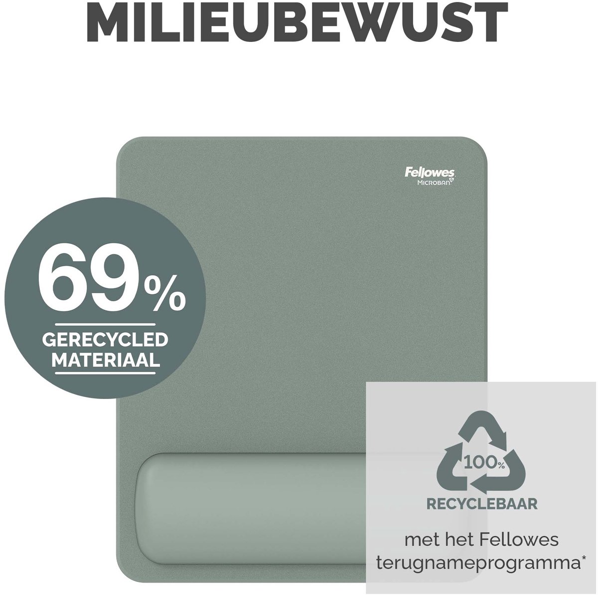 Fellowes breyta ergonomische muismat me 5 orig - Fellowes Breyta Ergonomische 21x28 cm Muismat (groen)