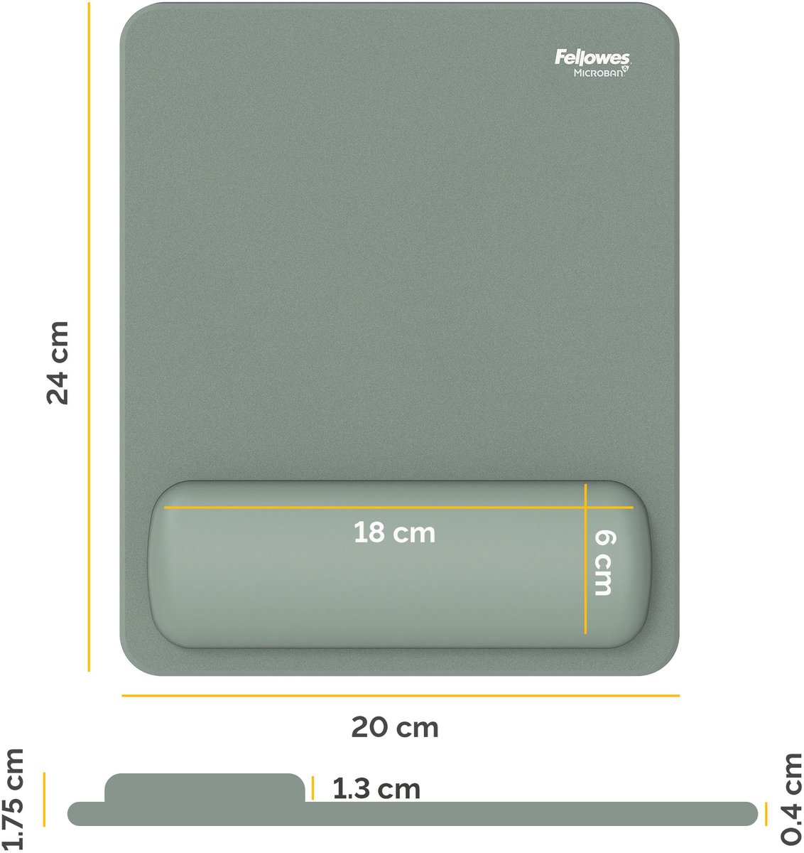 Fellowes breyta ergonomische muismat me 8 orig - Fellowes Breyta Ergonomische 21x28 cm Muismat (groen)