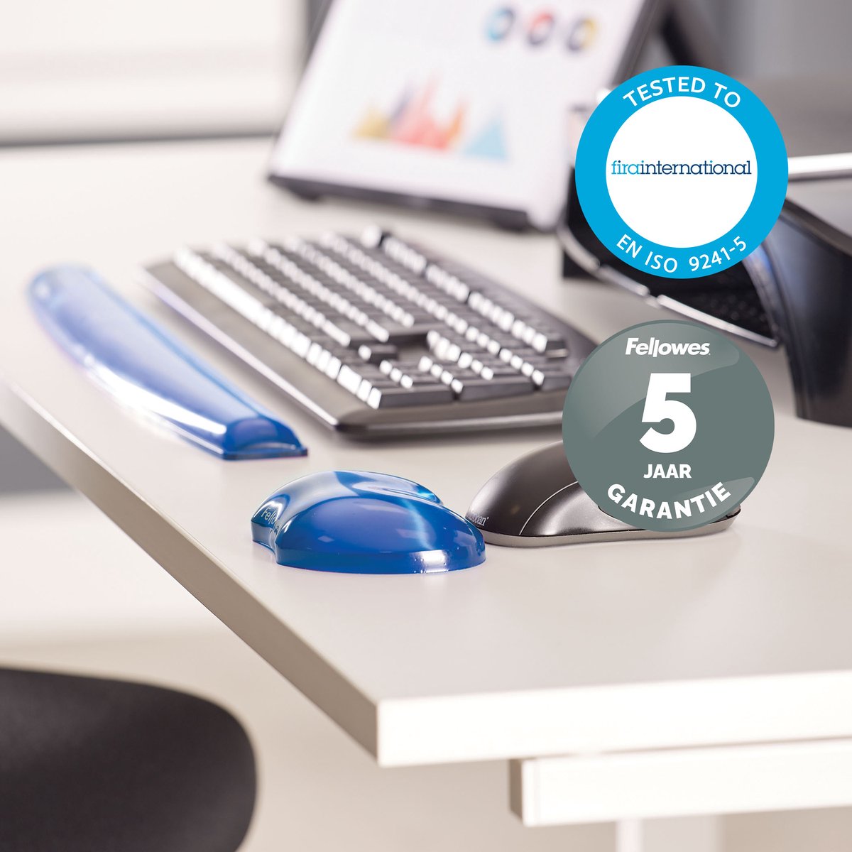 Fellowes crystals gel polssteun ergonom 4 orig - Fellowes Crystals Gel Polssteun Ergonomische Wrist 47,1x5,9 cm Muismat