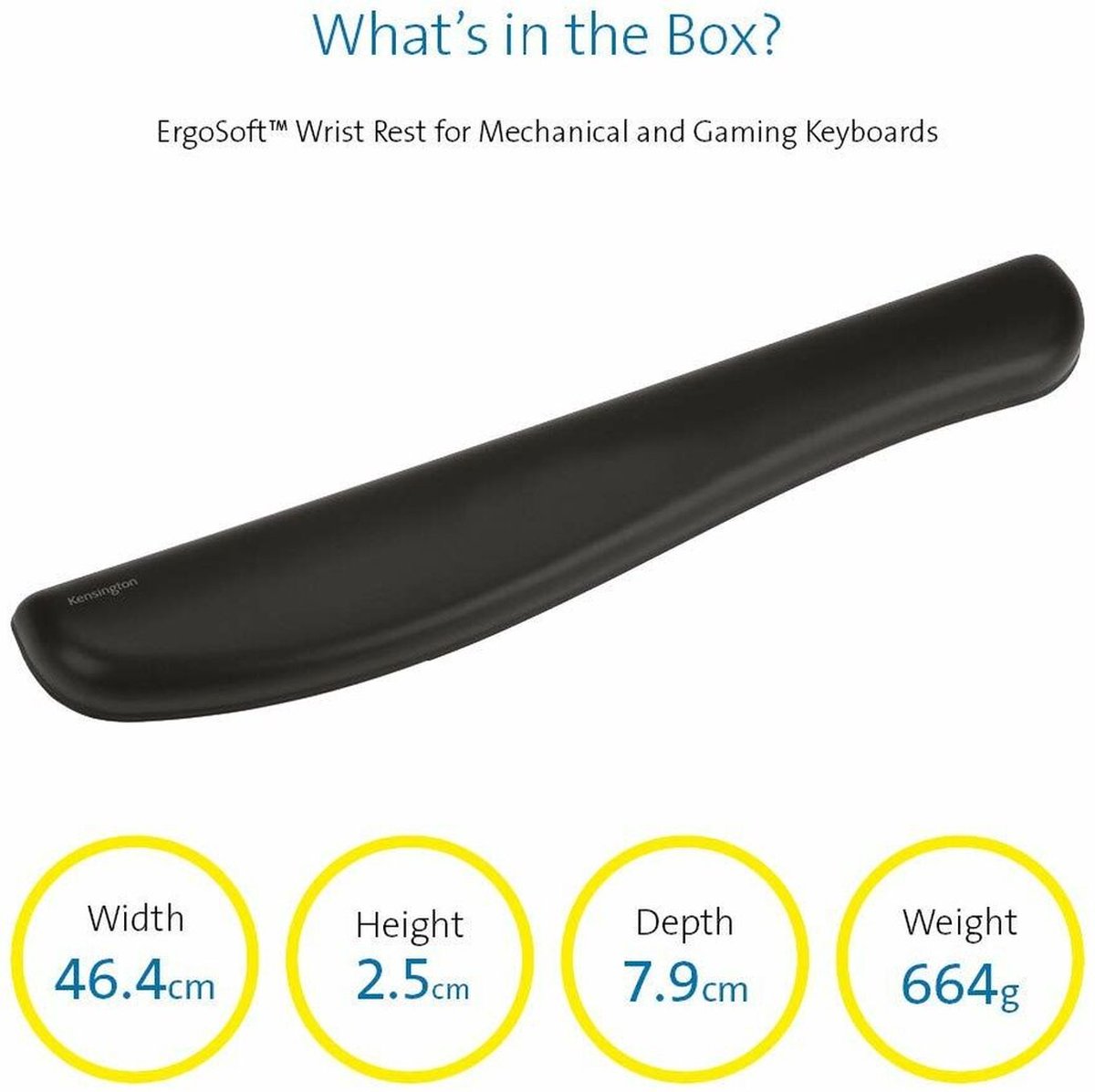 Kensington ergosofttm wrist rest for mech 4 orig - Kensington Wrist Rest For Mechanical 46,3x7,9 cm Muismat (zwart)