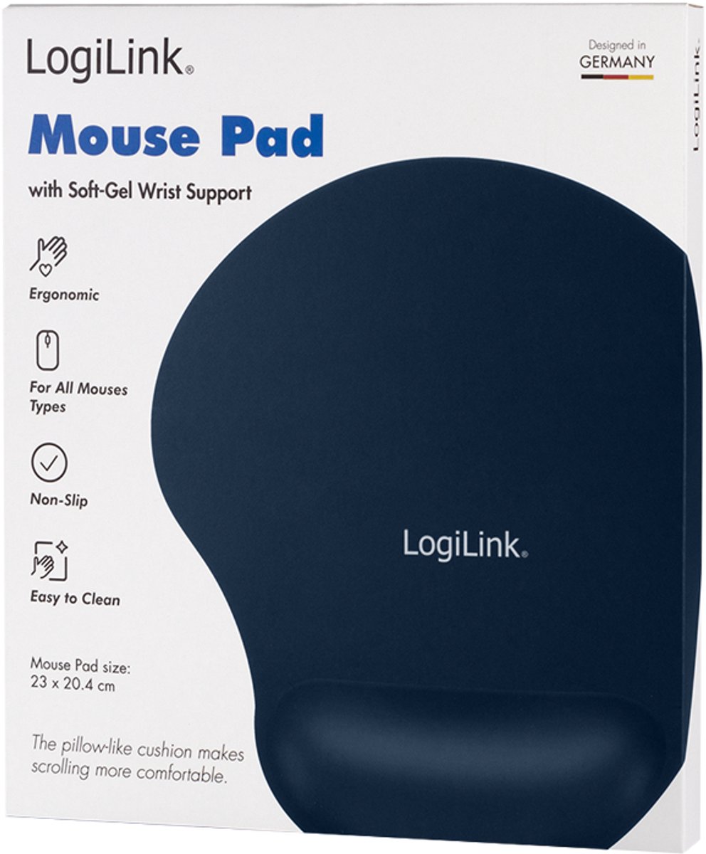 Logilink id0027b muismat met polssteun 5 orig - LogiLink Id0027B 23x19,5 cm Muismat (blauw)
