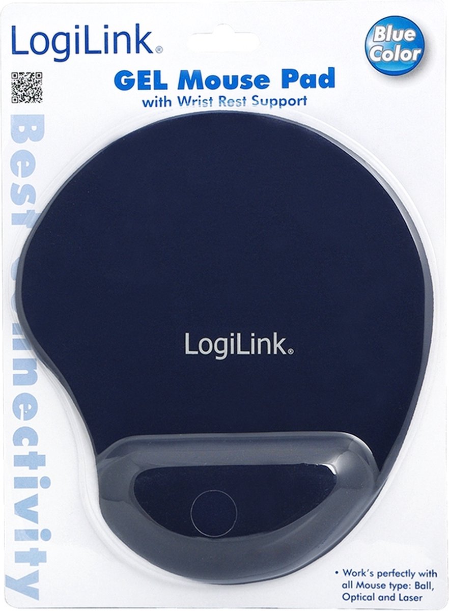 Logilink id0027b muismat met polssteun 6 orig - LogiLink Id0027B 23x19,5 cm Muismat (blauw)