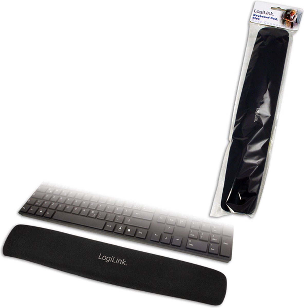 Logilink keyboard gel pad black 2 orig - Logilink Keyboard Gel Pad 40x6,5 cm Bureaumat (zwart)