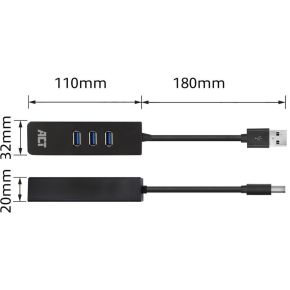 ACT Connectivity ACT AC6310 3.0 3 USB-A USB-hub, productafbeelding 2