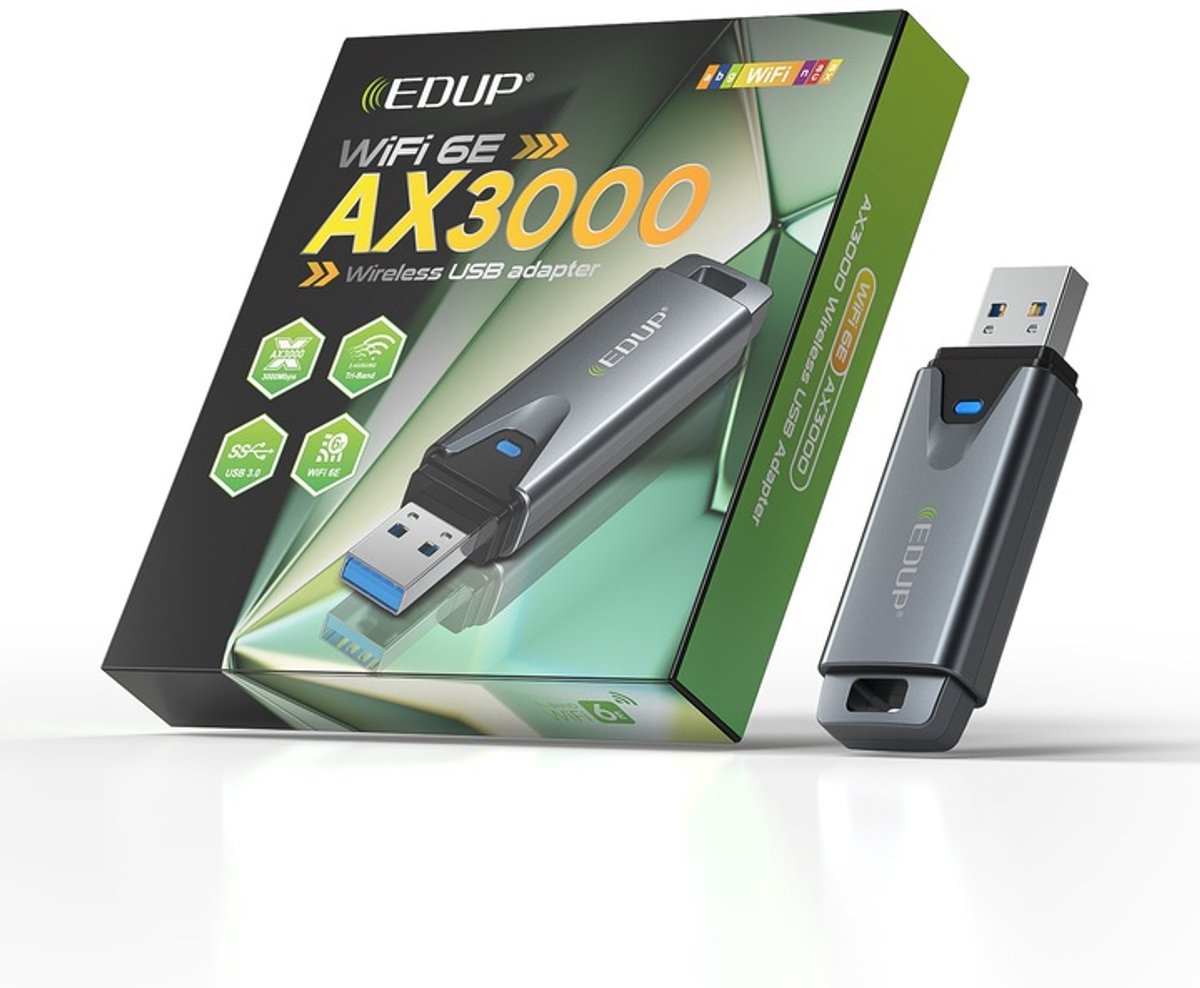 Edup Ep-Ax1678 Usb Wifi Adapter - Wifi 6E 3000 Mbps - Tri-Band 2.4/5/6 Ghz - - afbeelding 10