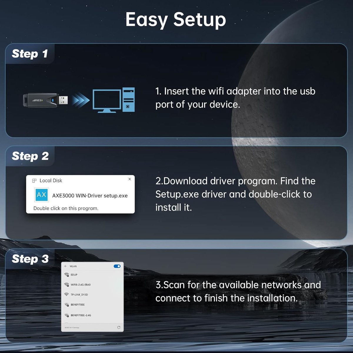 Edup Ep-Ax1678 Usb Wifi Adapter - Wifi 6E 3000 Mbps - Tri-Band 2.4/5/6 Ghz - - afbeelding 5
