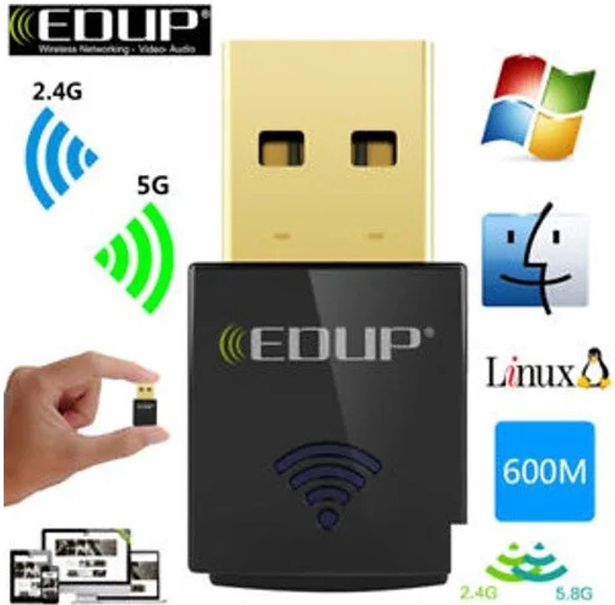 Edup Ep-N1557 Wifi Adapter - 300 Mbps - Wireless N Usb Adapter - Wifi Dongle - - afbeelding 4
