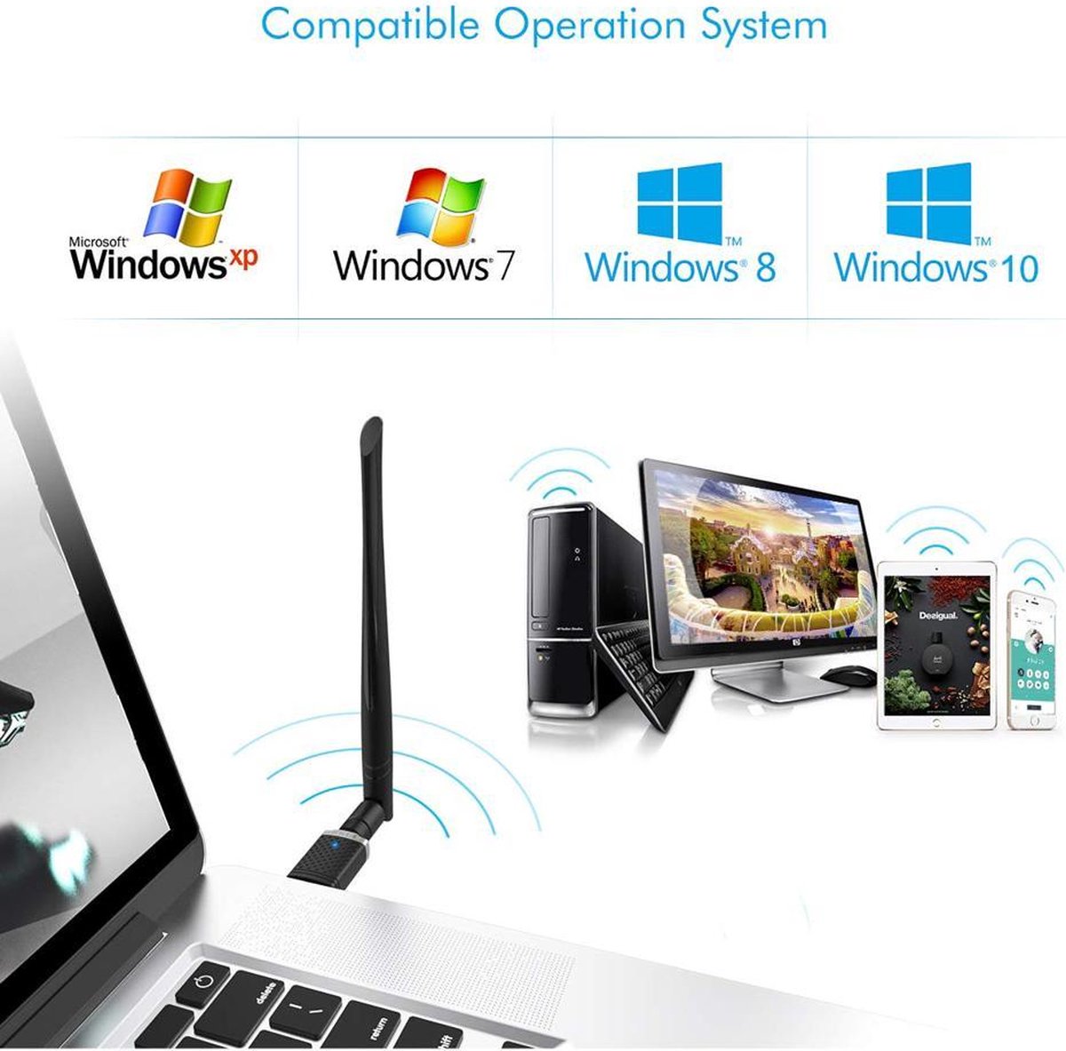 Edup - Wifi Adapter - Wifi Dongle - 6Dbi Antenne - Wifi Antenne - Wifi Usb - - afbeelding 3