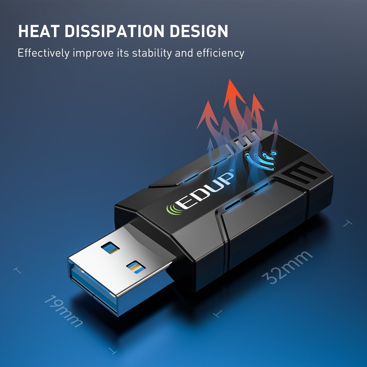 Edup - Wifi Adapter - Wifi Usb Adapter - 2.4Ghz En 5Ghz Dual Band - 1300Mbps - - afbeelding 3