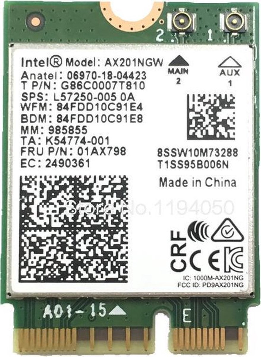 Intel Wi-Fi 6 Ax201 Intern Wlan 2400 Mbit/S wifi adapter - afbeelding 2