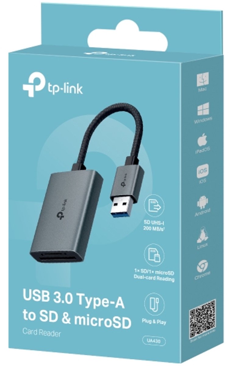 Tp-Link Ua430 Geheugenkaartlezer Usb 3.2 Gen 1 (3.1 Gen 1) Type-C Grijs wifi adapter - afbeelding 3