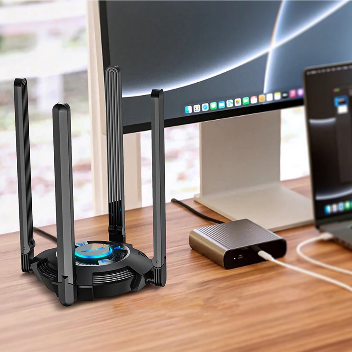 Wavlink Vitesse Ultra Wifi 6E Ax5400 Usb3.0 Adapter Wifi-Adapter Usb-A 3.0 5400 wifi adapter - afbeelding 2