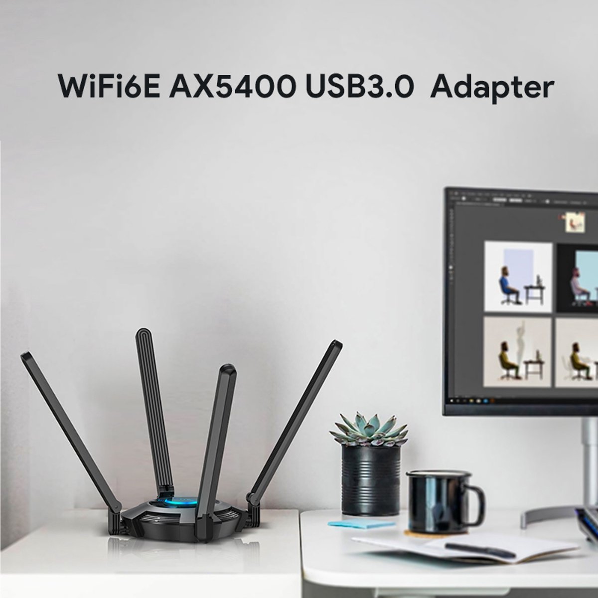 Wavlink Vitesse Ultra Wifi 6E Ax5400 Usb3.0 Adapter Wifi-Adapter Usb-A 3.0 5400 wifi adapter - afbeelding 4