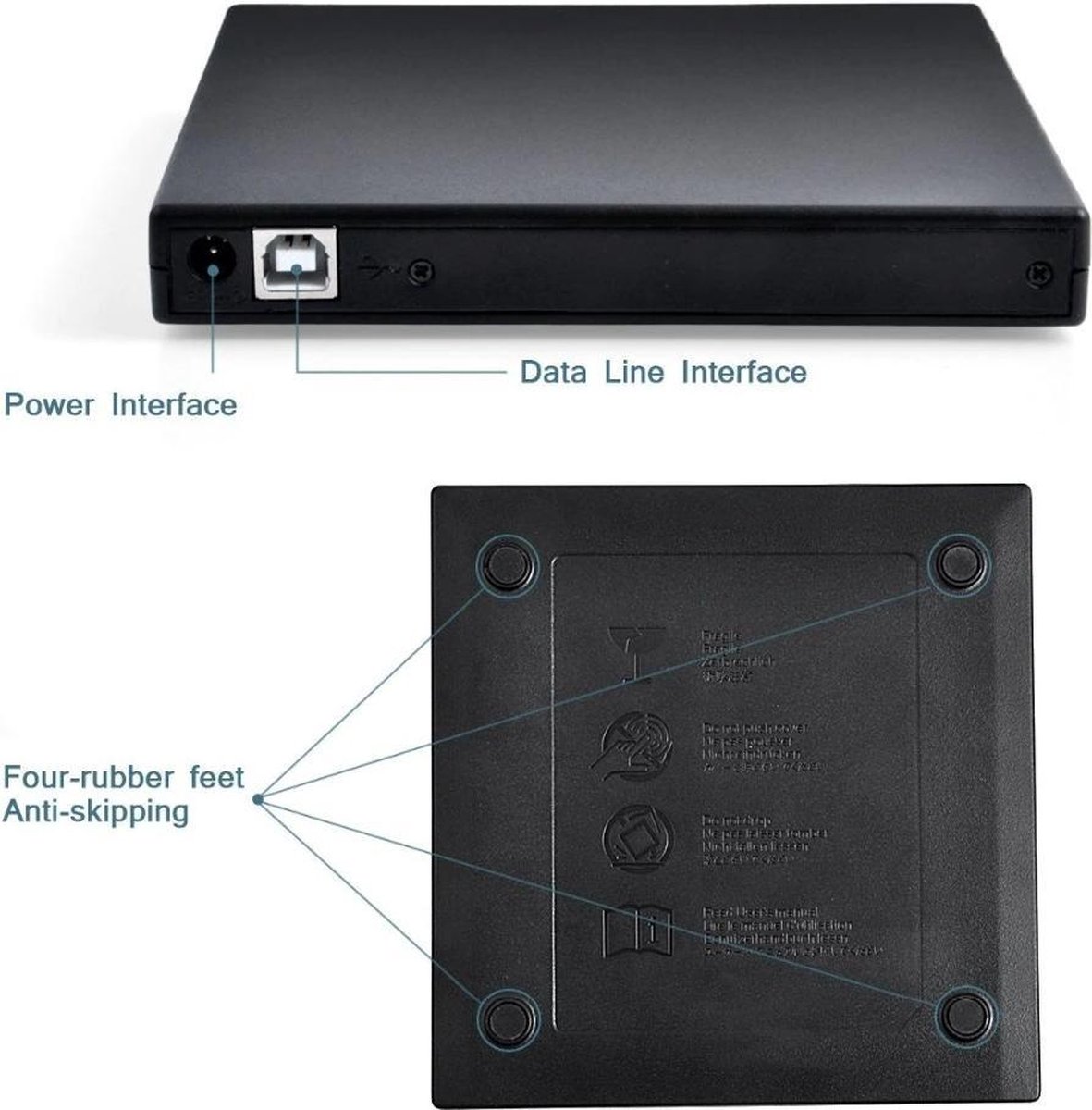 Drphone Usb 2.0 Slim Portable Optical Drive – Cd / Dvd-Rw – Dvd-Rom – Brander – optisch station - afbeelding 3