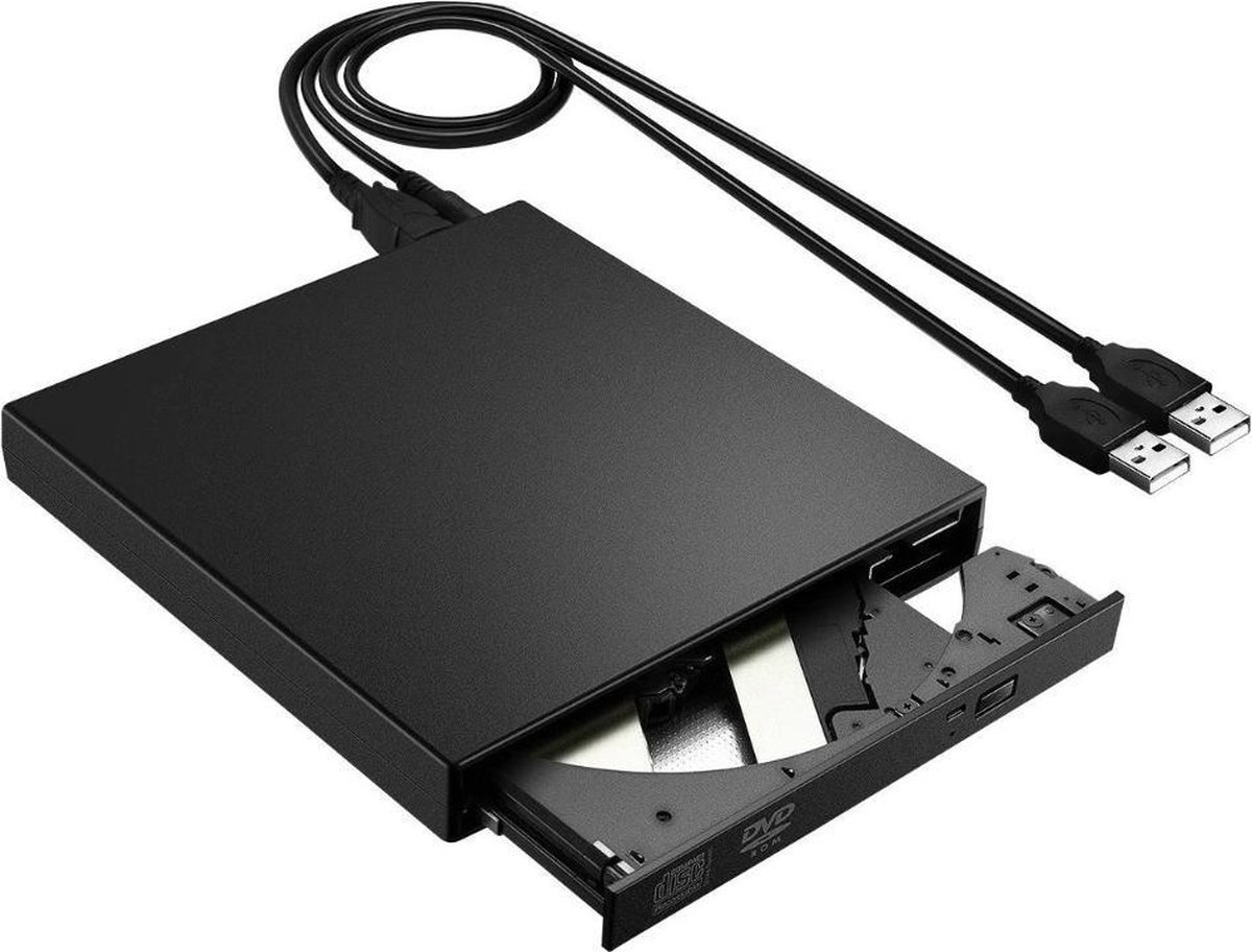 DrPhone Drphone Usb 2.0 Slim Portable Optical Drive – Cd / Dvd-Rw – Dvd-Rom – Brander – Draagbaar & Compact – Zwart