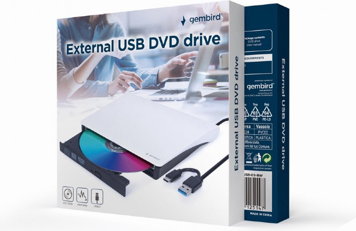 DVD-USB-03-BW Externe USB 3.0 CD/DVD Brander - afbeelding 2