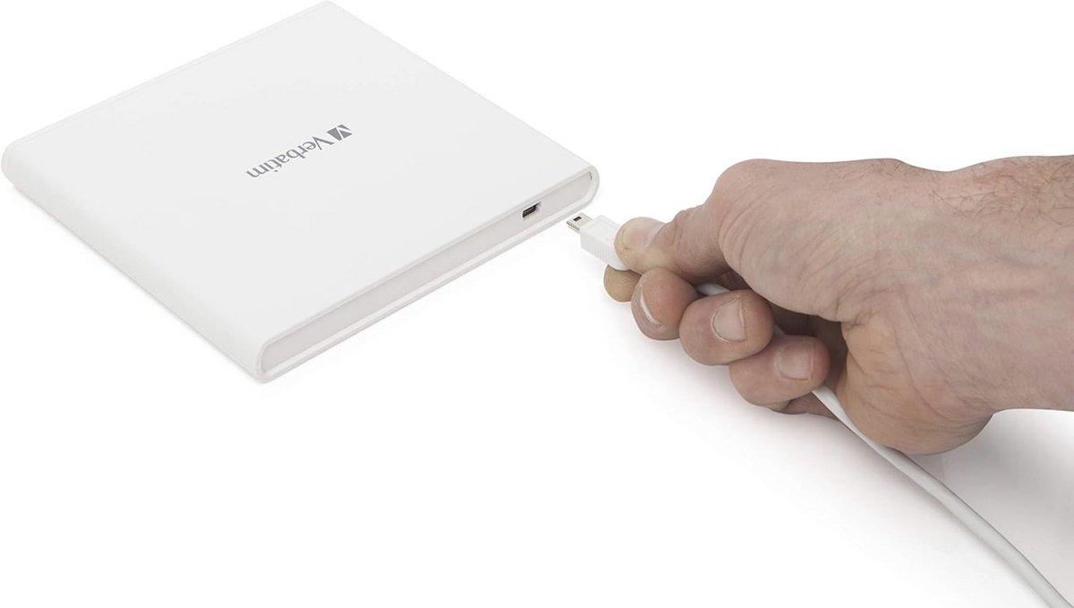 Merkloos Verbatim Externe Slimline Cd/Dvd-Brander, 43894 Wit optisch station - afbeelding 4