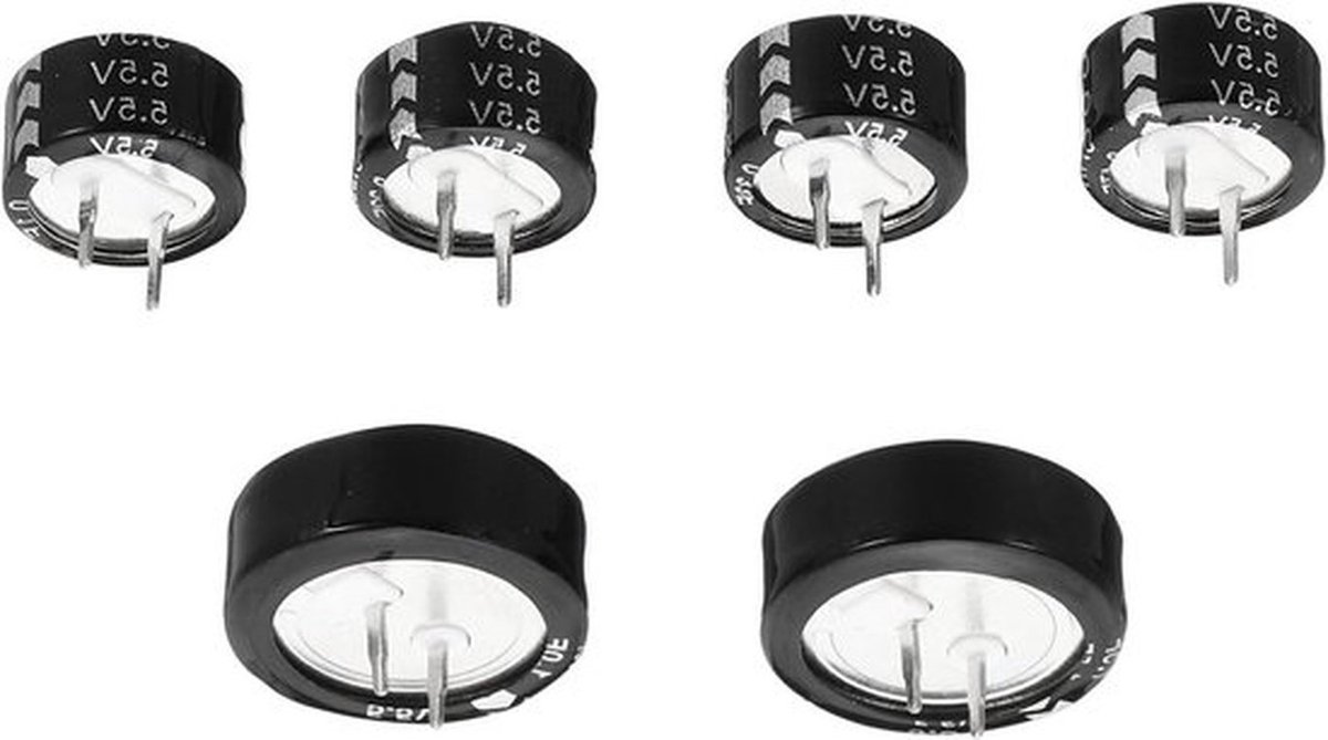  6 Stuks 5,5 V Supercondensatoren 0,1F/0.22F/0.33F/0.47F/1F/1.5F C-Vorm Knopcondensator Hoge Energie Lage Weerstand Hoge Consistentie Voor Ac Motor Stroomvoorziening Display Computer