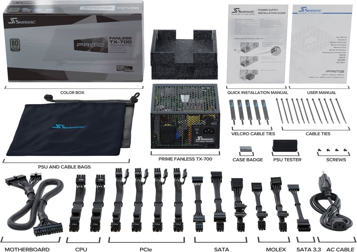 700W Seasonic Prime Tx Fanless 80+ Titanium voeding - afbeelding 8